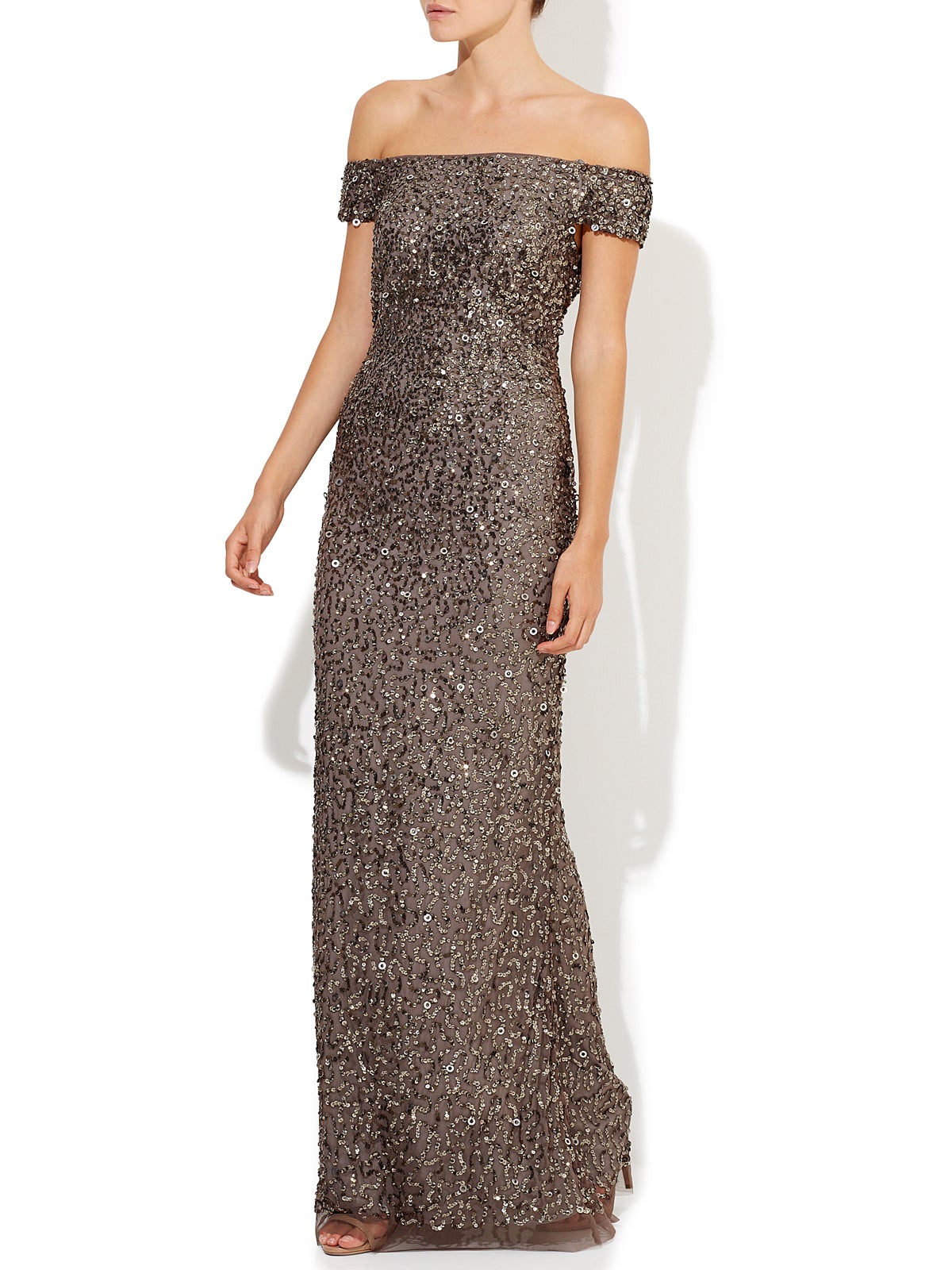 Giselle Gunmetal Hand Beaded Gown by Montique