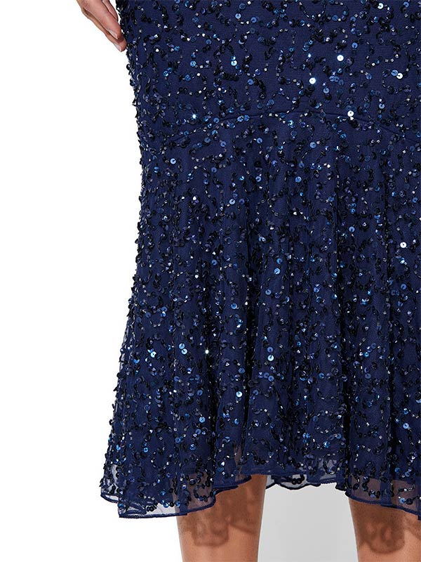 Ida Navy Hand Beaded Dress by Montique