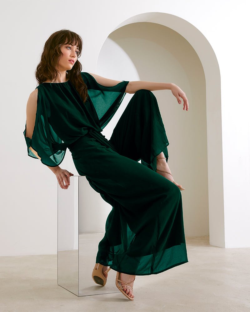 Lucien Emerald Chiffon Jumpsuit by Montique