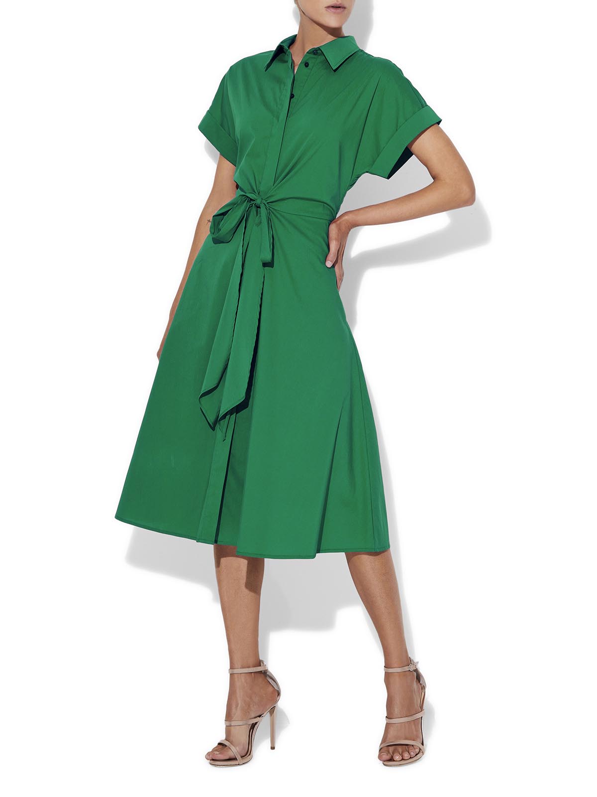 Maddox Kelly Green Shirt Dress by Montique