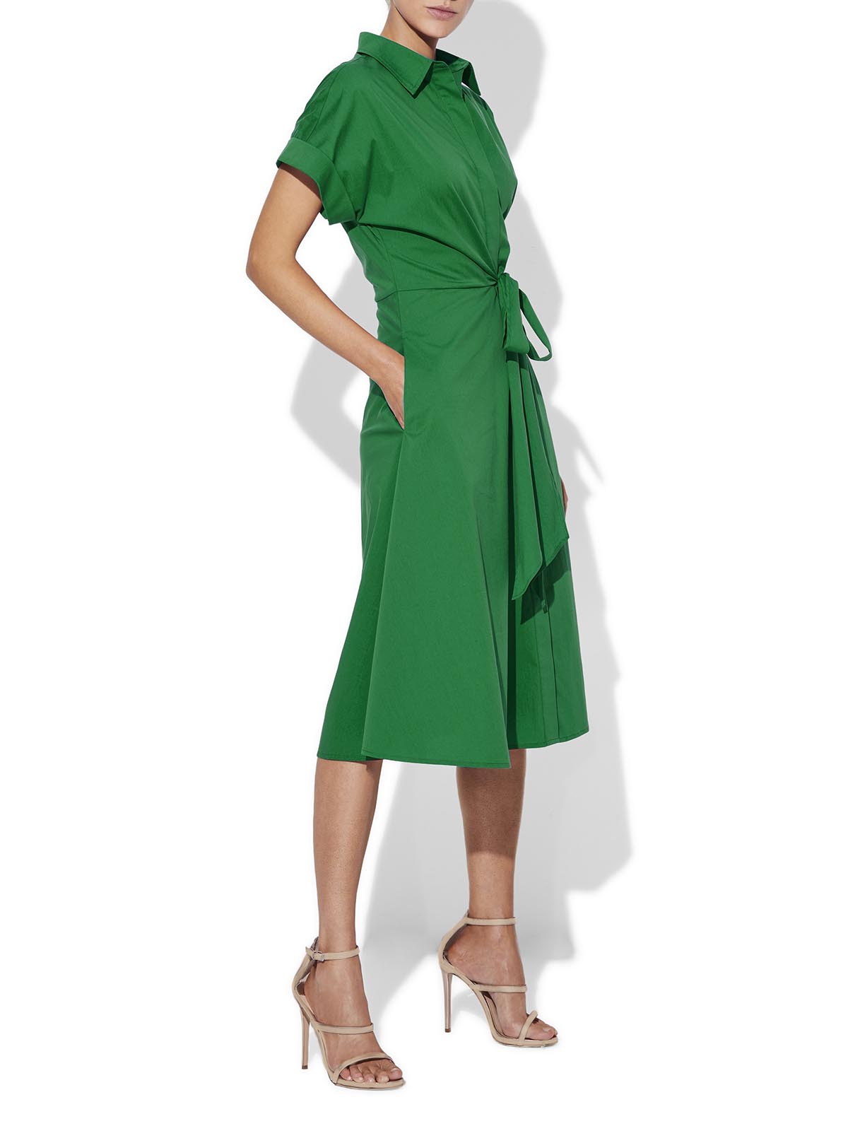 Maddox Kelly Green Shirt Dress by Montique