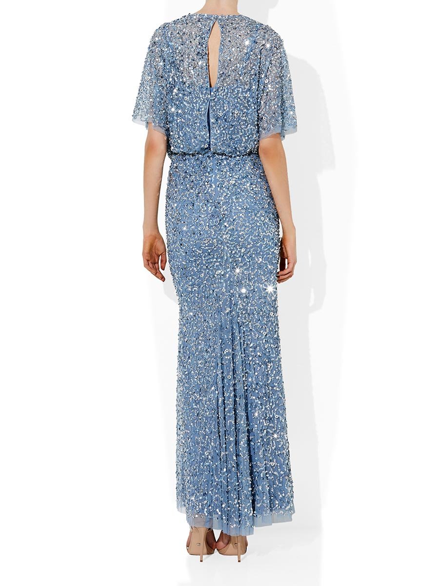 Mimi Sky Blue Hand Beaded Gown by Montique