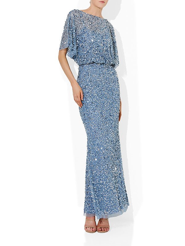 Mimi Sky Blue Hand Beaded Gown by Montique