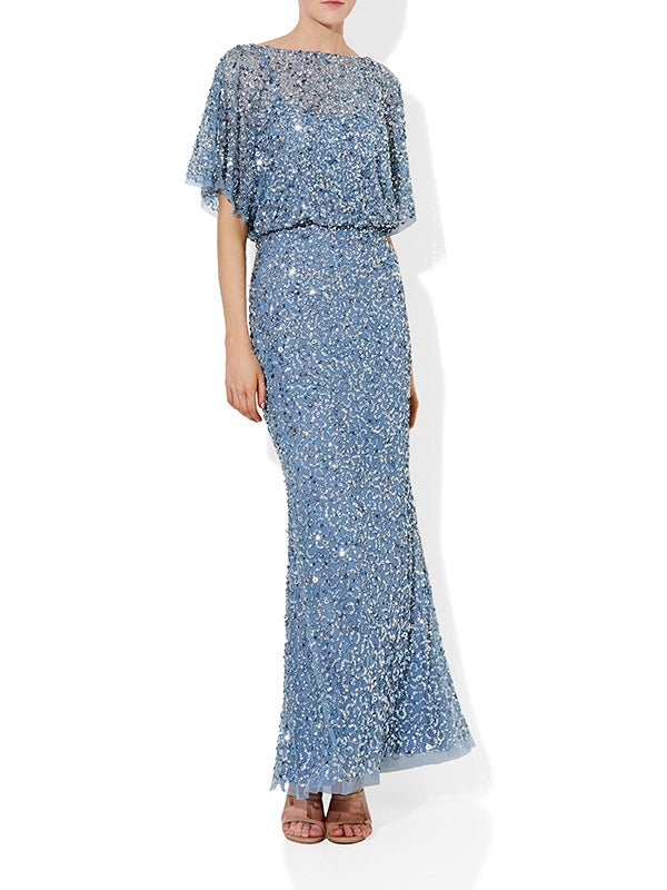 Mimi Sky Blue Hand Beaded Gown by Montique