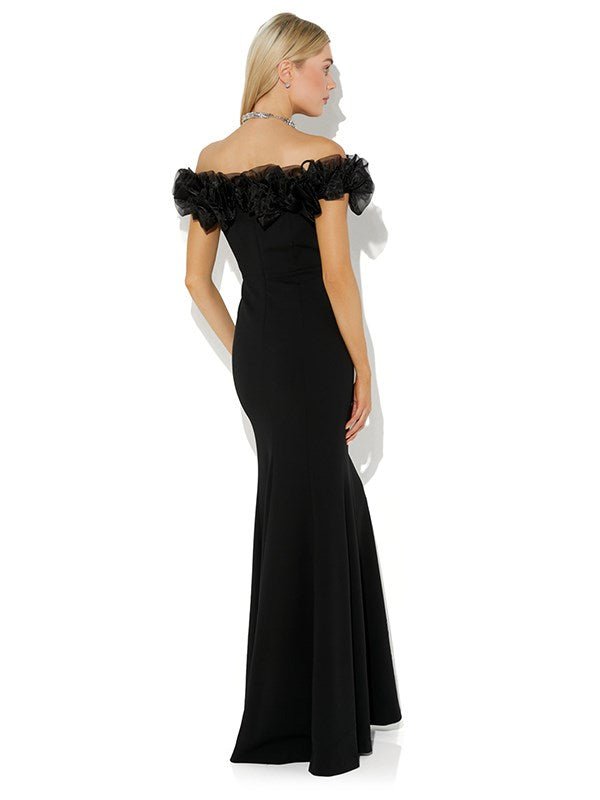 Mischa Black Organza Rose Gown by Montique