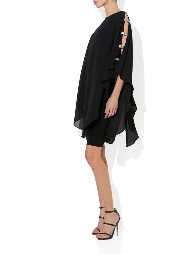 Opra Black Sequin Chiffon Dress by Montique