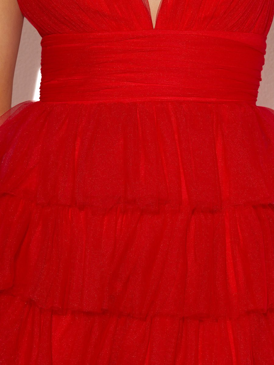 Raven Red Tulle Gown by Montique