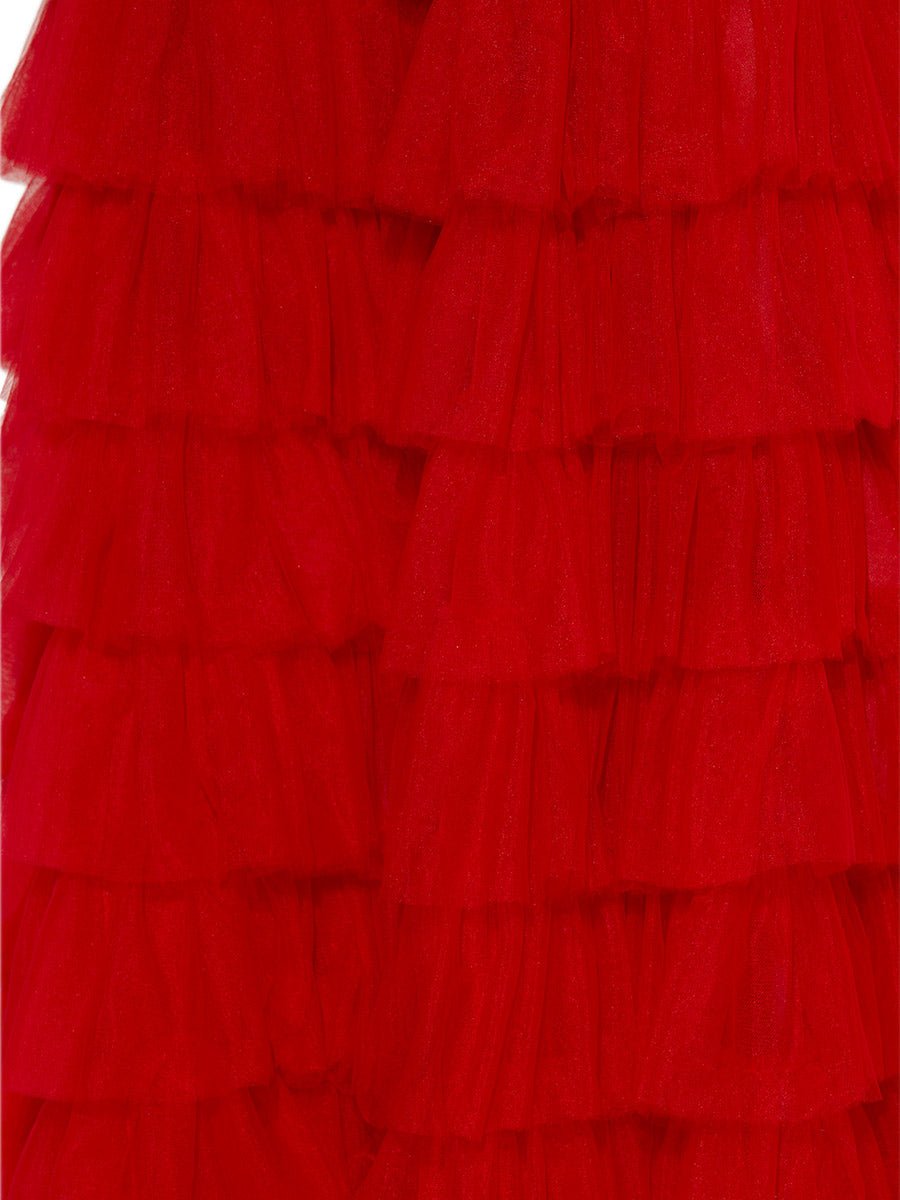 Raven Red Tulle Gown by Montique