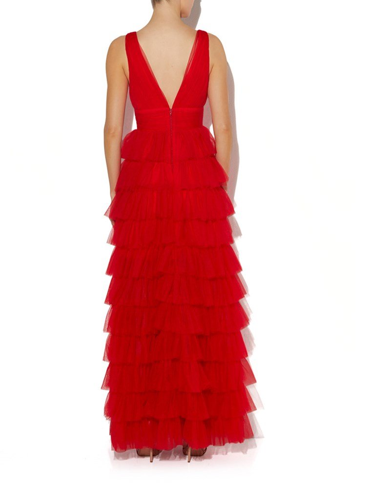 Raven Red Tulle Gown by Montique