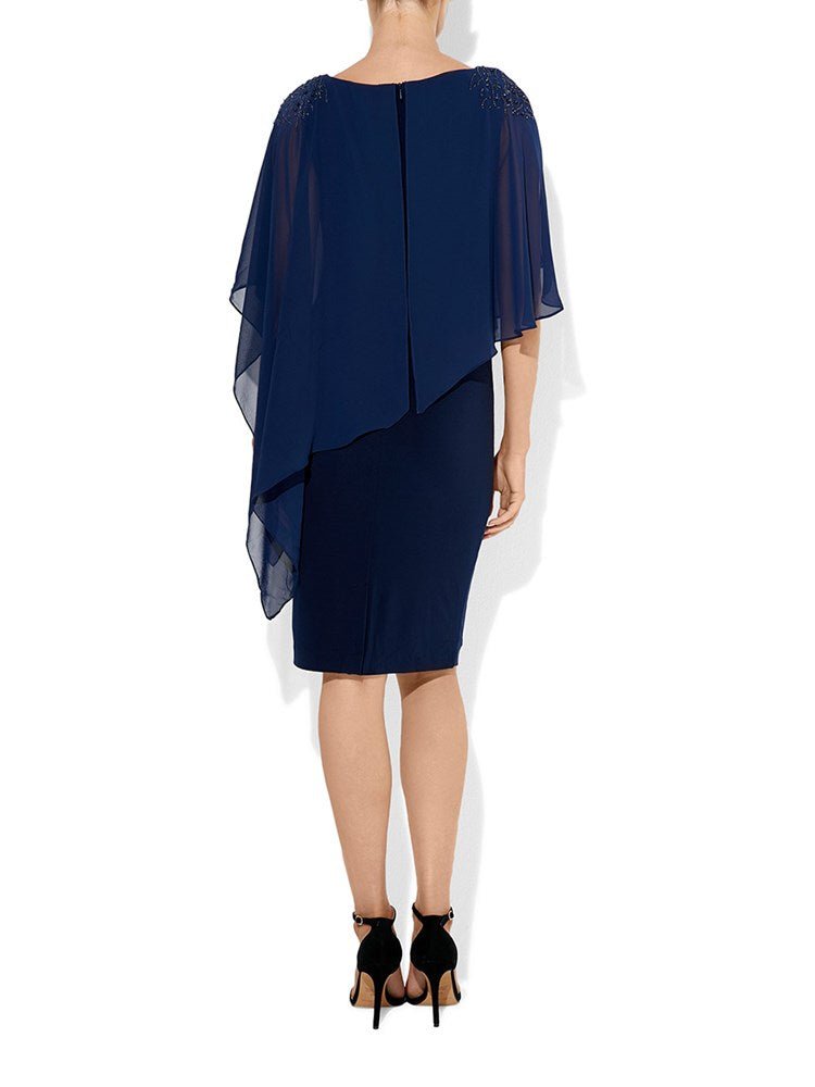 Reese Navy Chiffon Overlay Dress by Montique