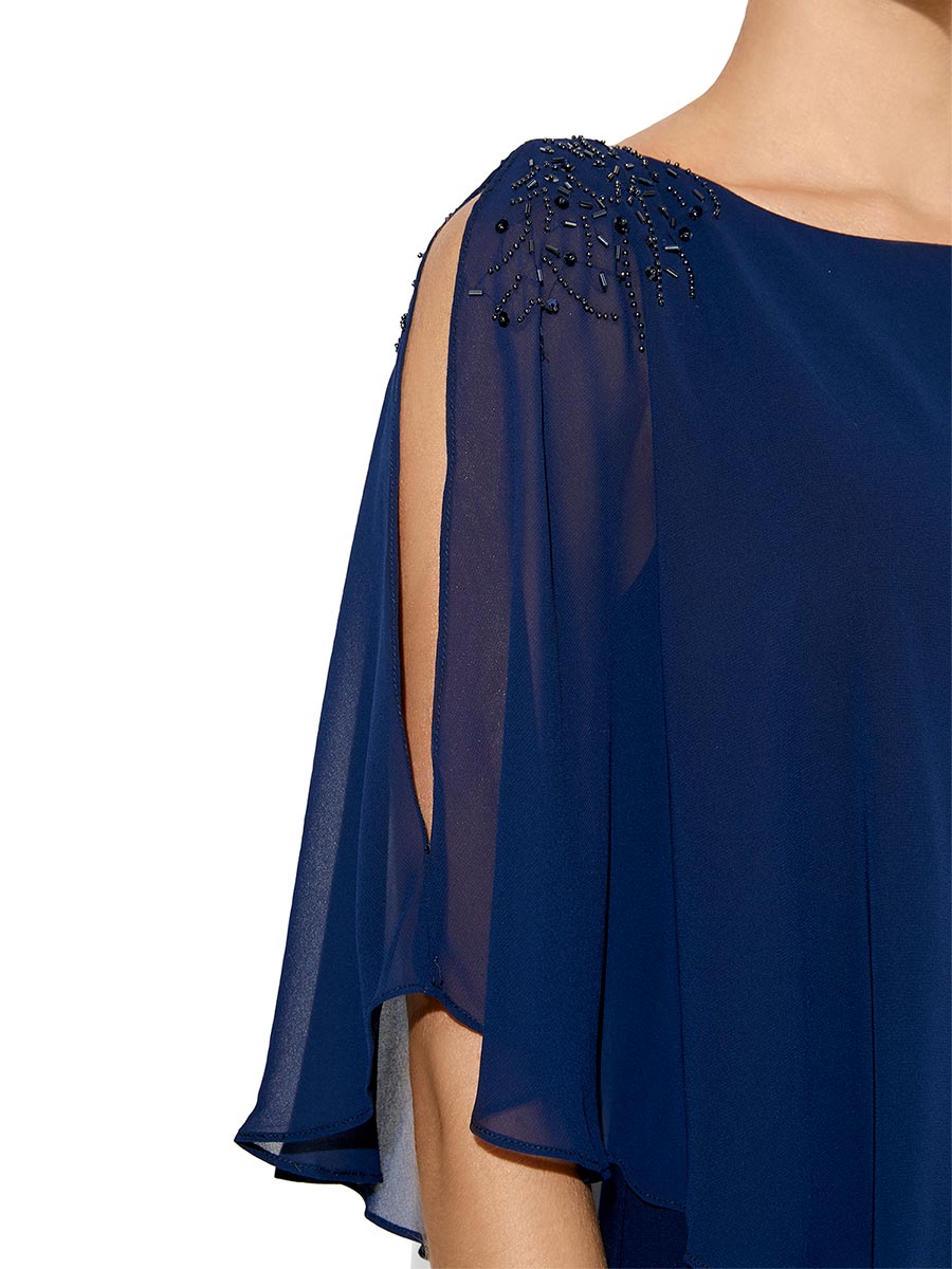 Reese Navy Chiffon Overlay Dress by Montique