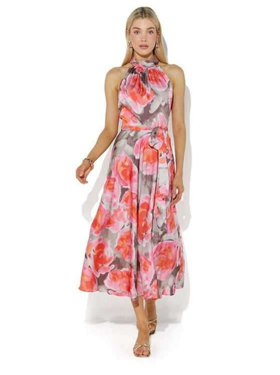 Sage Rosie Print Halter Dress by Montique