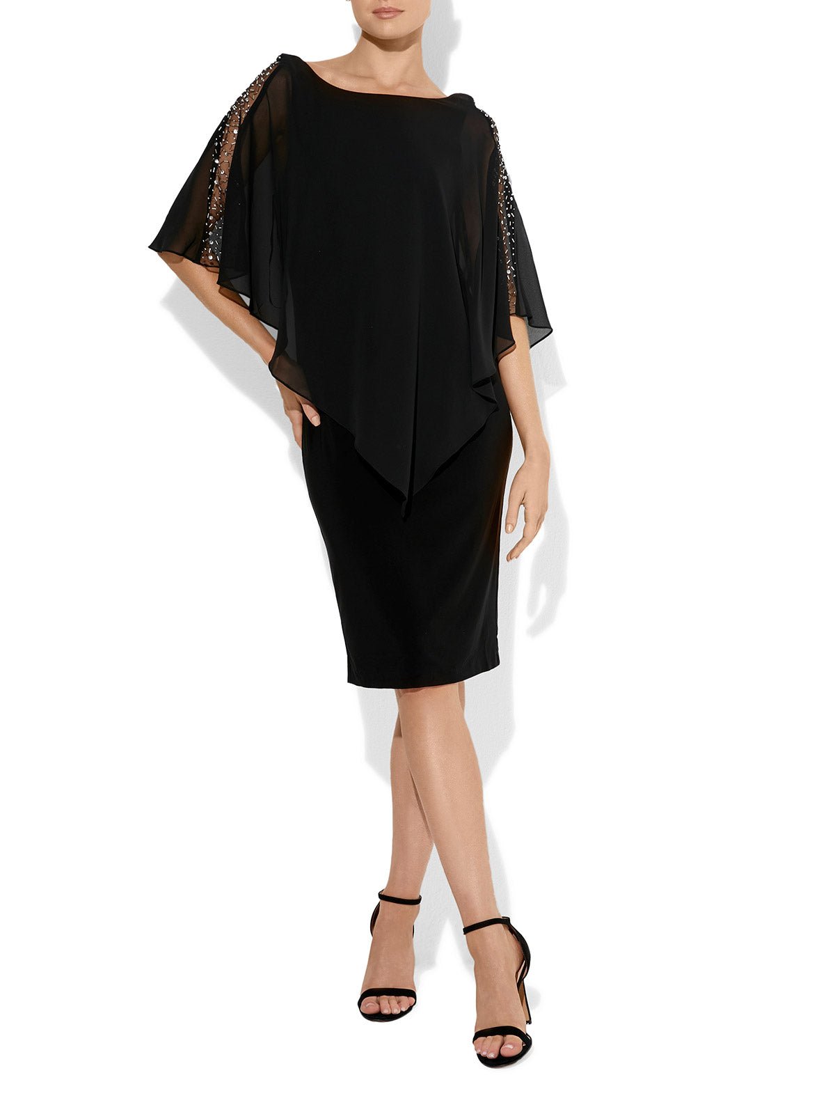 Shannon Black Chiffon Overlay Dress by Montique