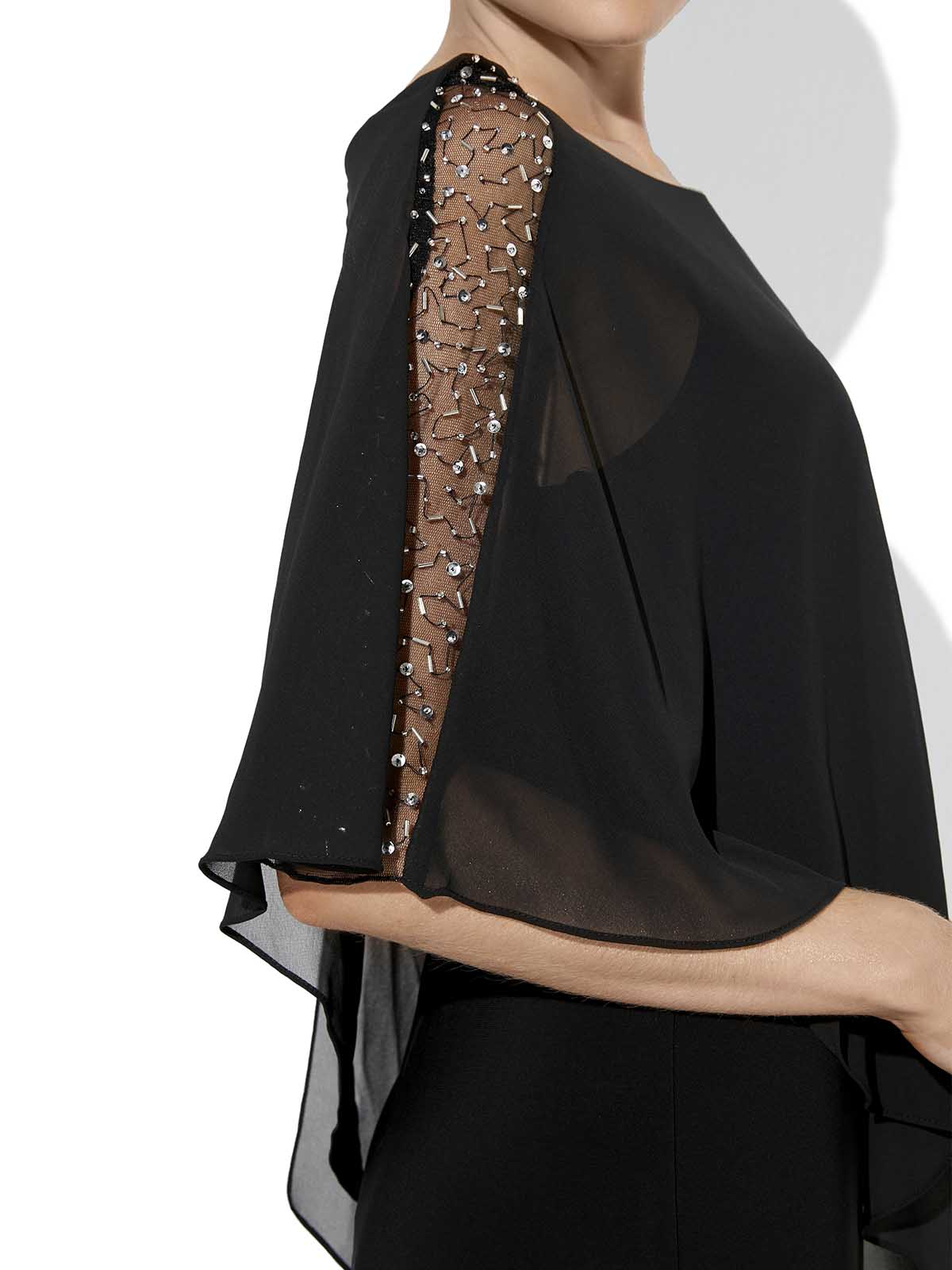 Shannon Black Chiffon Overlay Dress by Montique