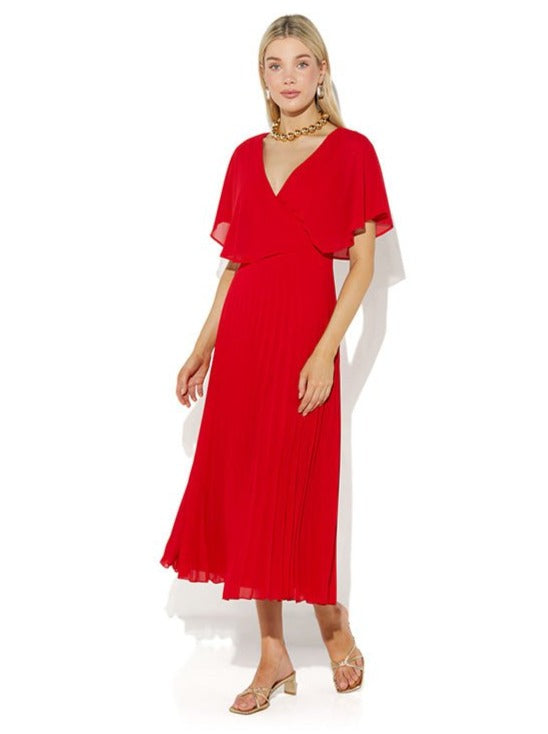 Solana Red Pleated Dress by Montique