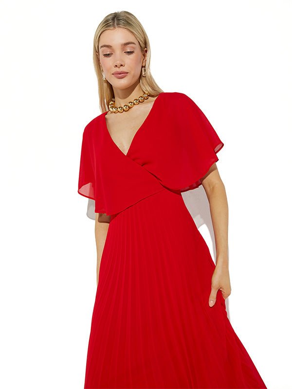 Solana Red Pleated Dress by Montique