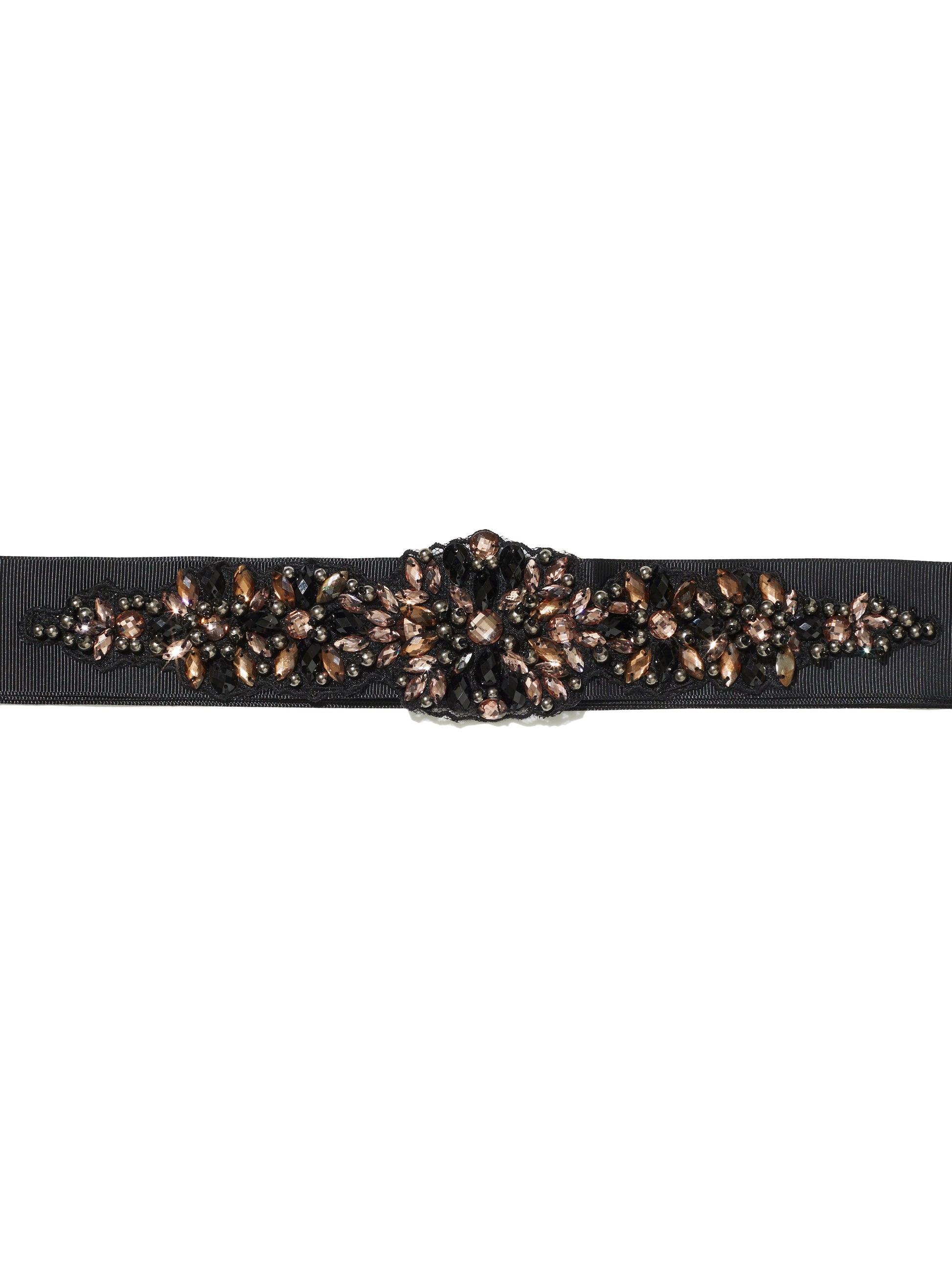 Tara Black Beaded Ribbon Belt by Montique