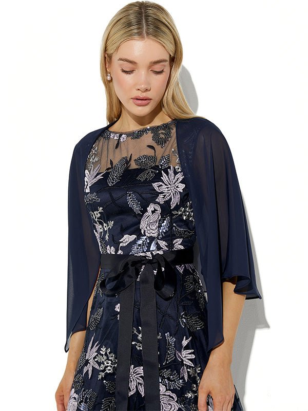 Twiggy Navy Chiffon Wrap by Montique