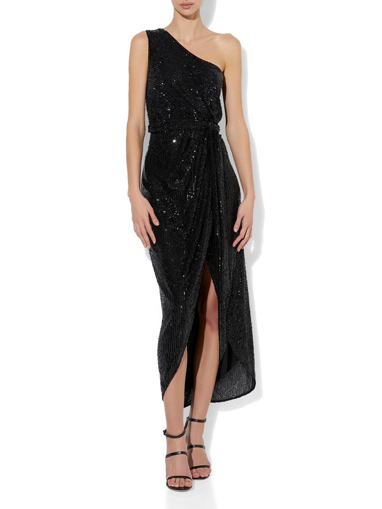 Venetzia Black Sequin Gown by Montique
