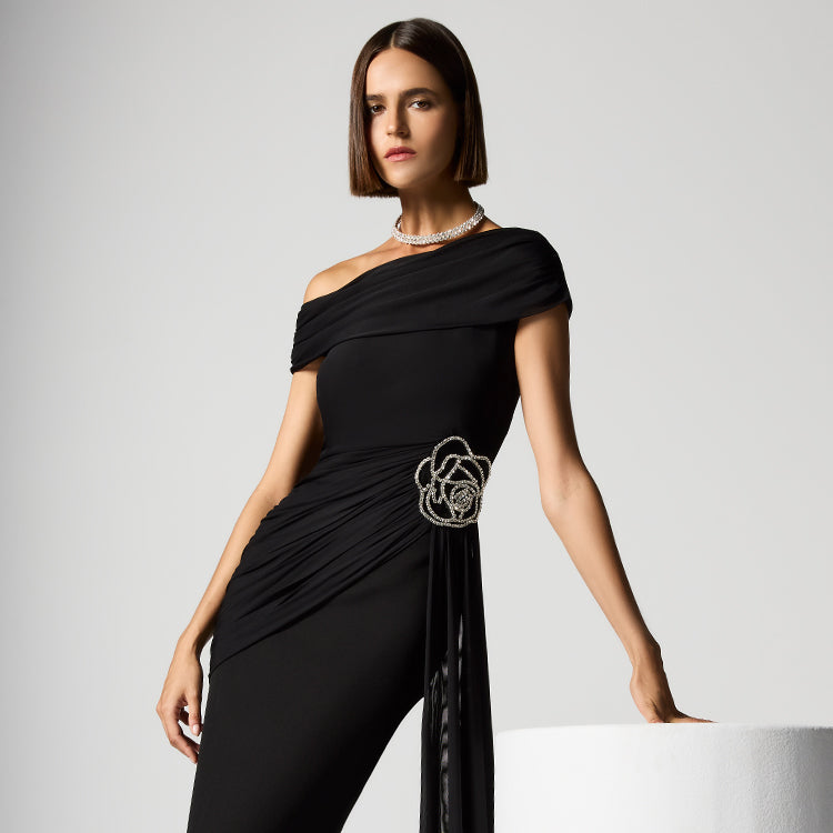 Black Cocktail Dresses 2015 Dakota Johnson Vintage Black Satin Tea Length Evening Prom Dress Black Cocktail Dresses 2015 Dakota Johnson Vintage Black Satin Tea Length Evening Prom Dress