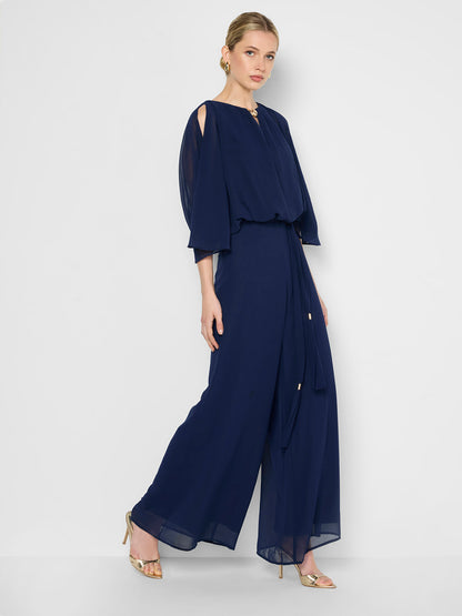 Carla Navy Georgette Jumpsuit