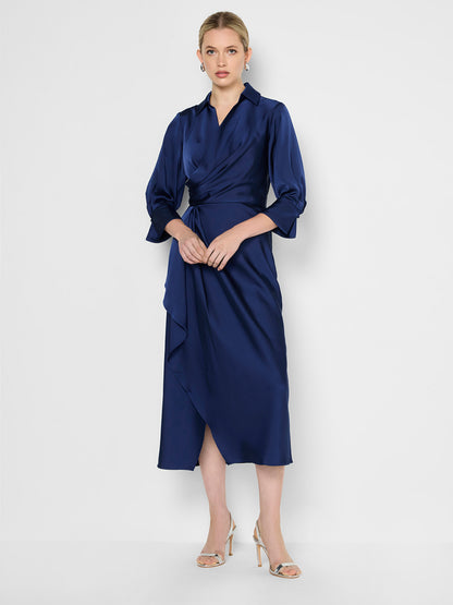 Gia Navy Satin Dress