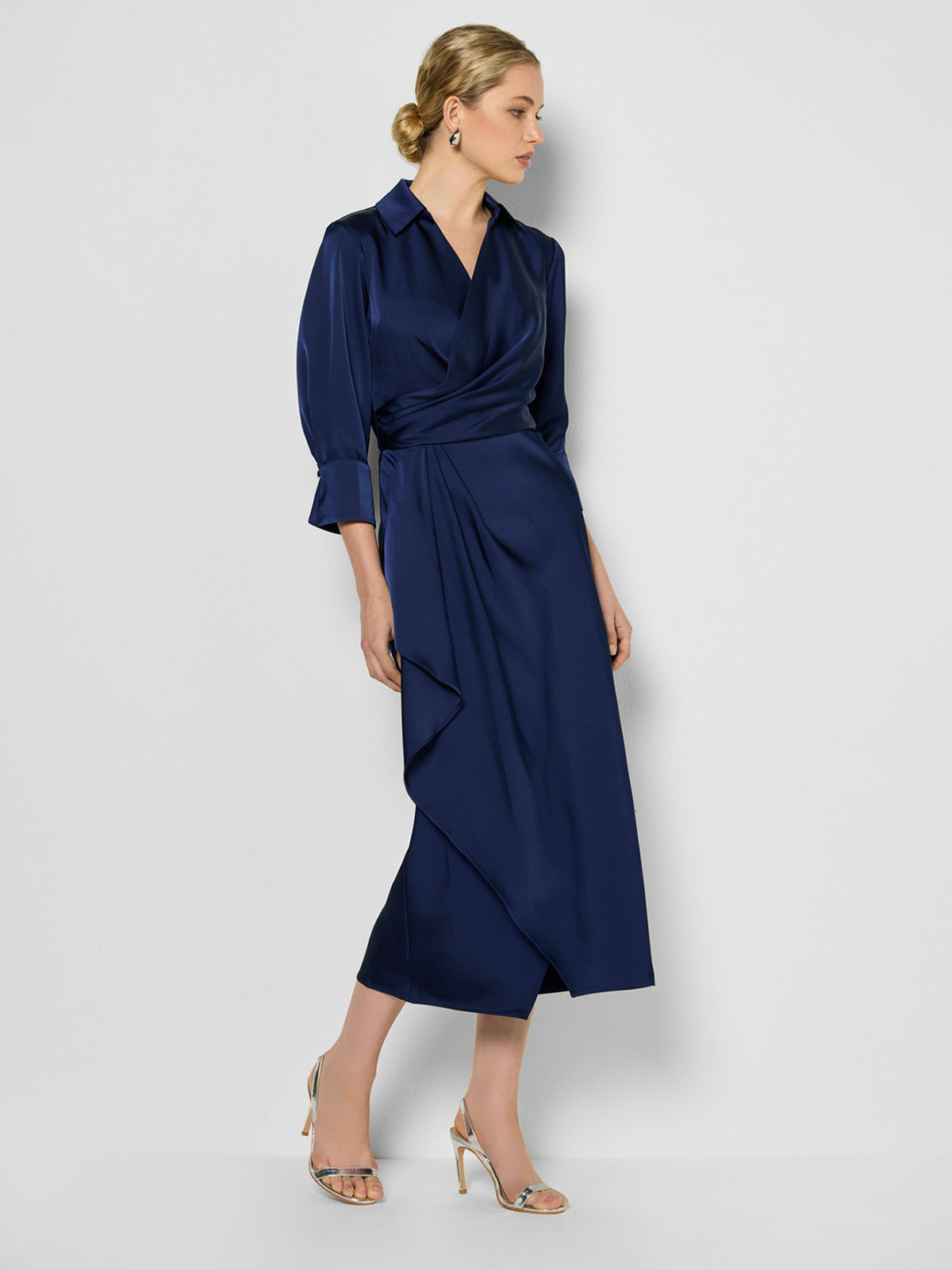 Gia Navy Satin Dress