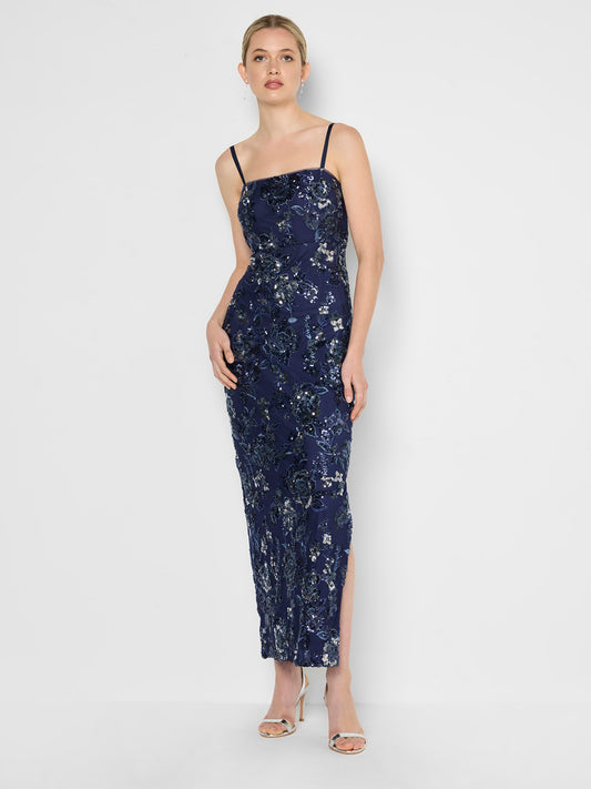 Harlow Navy & Silver Sequin Gown