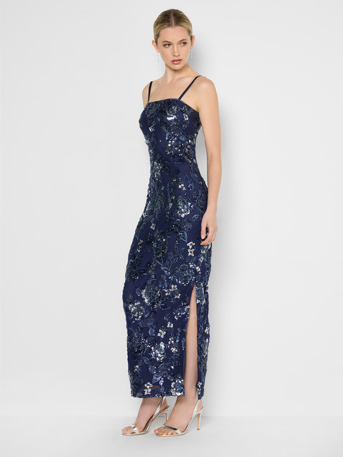 Harlow Navy & Silver Sequin Gown