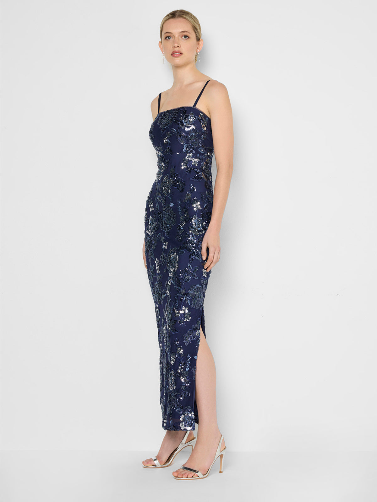 Harlow Navy & Silver Sequin Gown