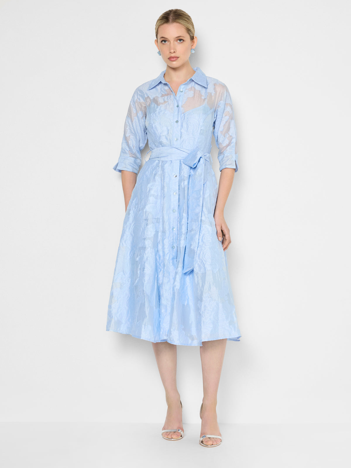 Maeve Sky Blue Jacquard Shirt Dress