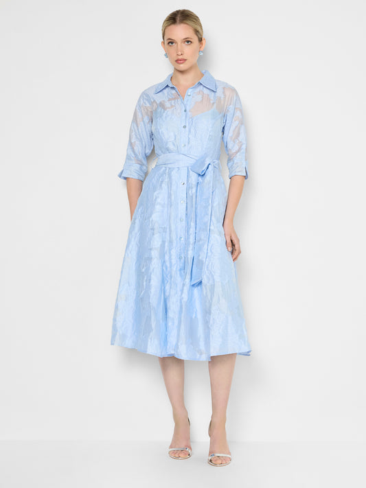 Maeve Sky Blue Jacquard Shirt Dress