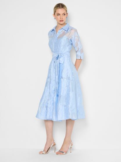 Maeve Sky Blue Jacquard Shirt Dress