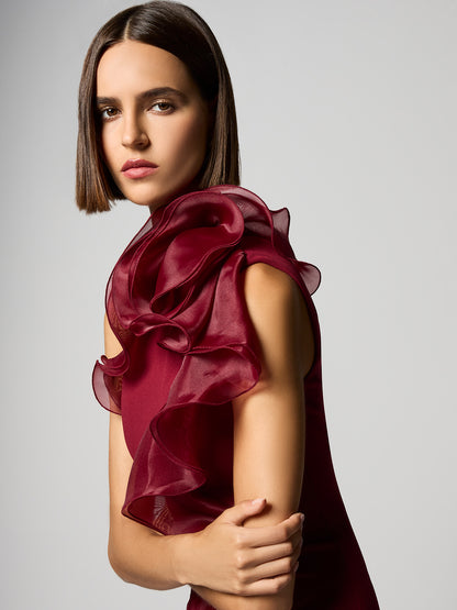 Adelyn Merlot Organza Gown
