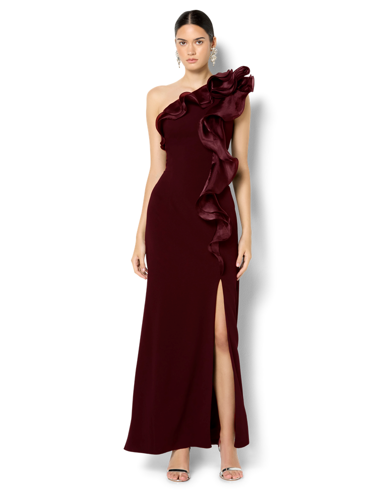 Adelyn Merlot Organza Gown
