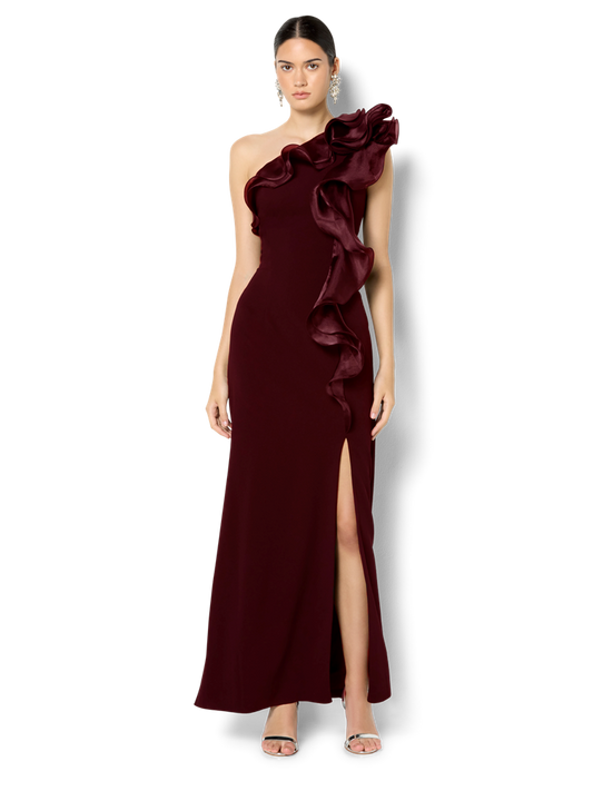 Adelyn Merlot Organza Gown