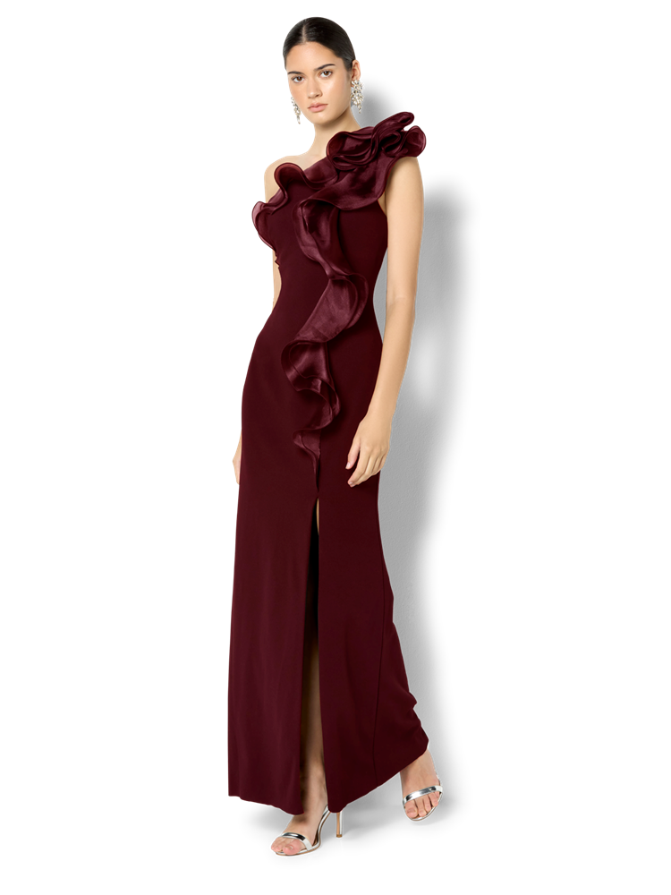Adelyn Merlot Organza Gown