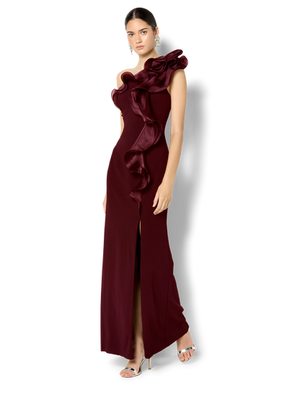 Adelyn Merlot Organza Gown
