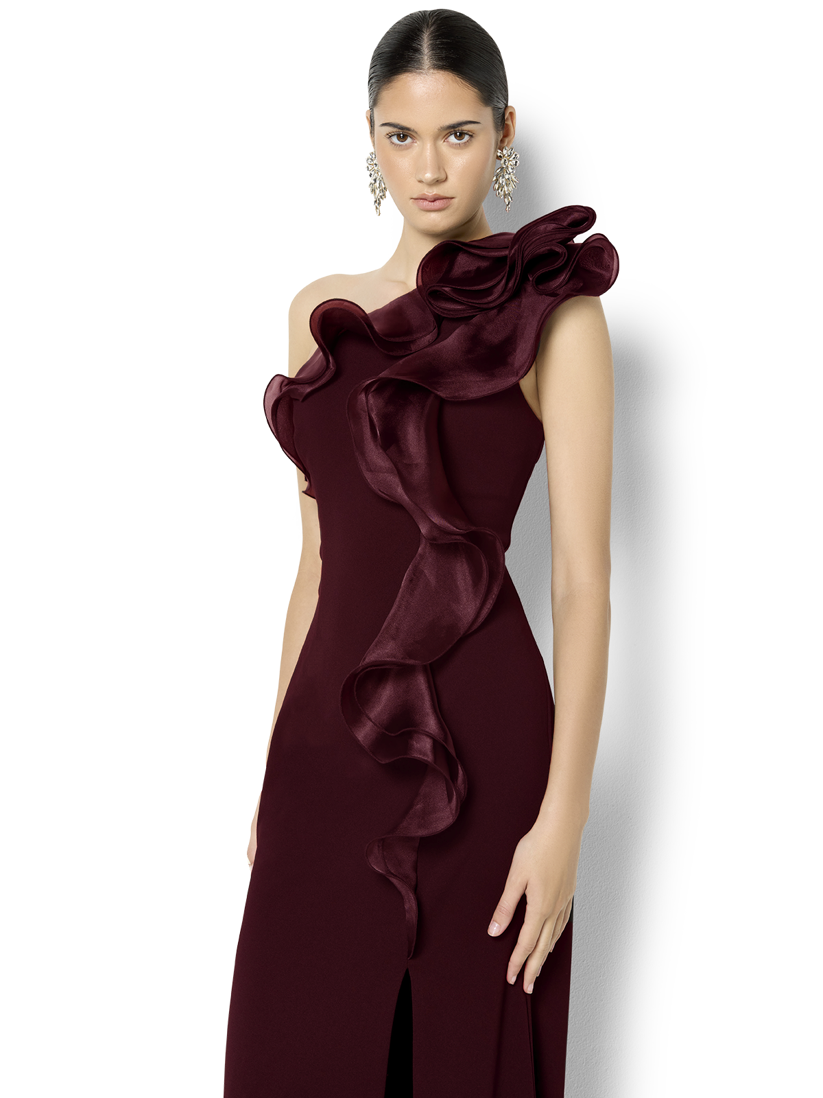 Adelyn Merlot Organza Gown