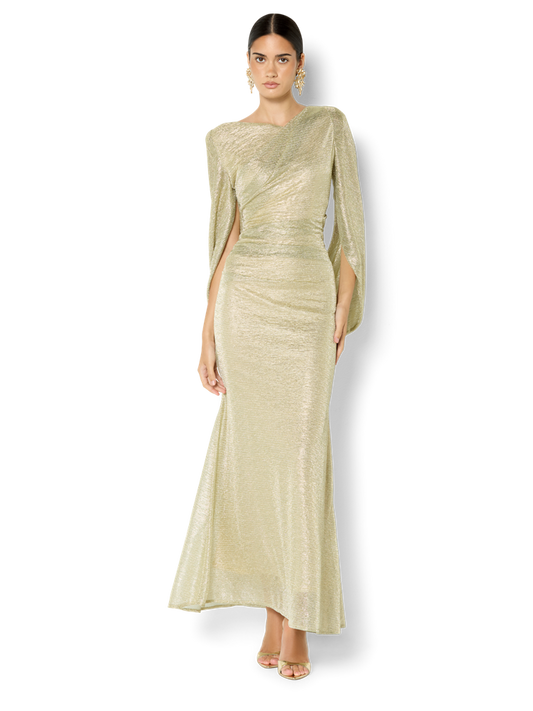 Alexie Mink Metallic Knit Gown