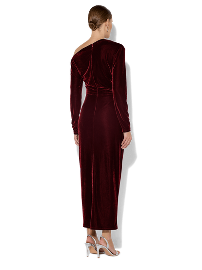 Alissa Merlot Velour Cocktail Dress