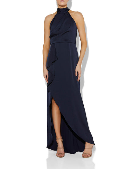 Nadine Navy Halter Gown