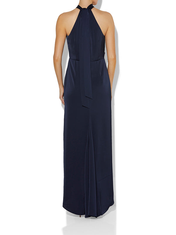 Nadine Navy Halter Gown - Montique Clothing