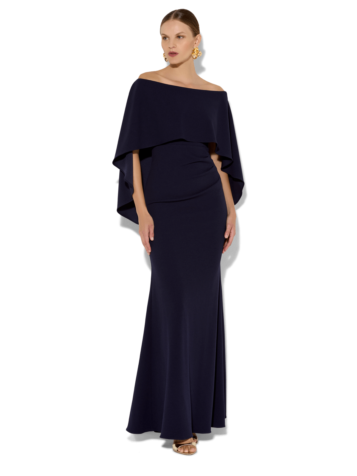 Ariella Navy Stretch Crepe Gown