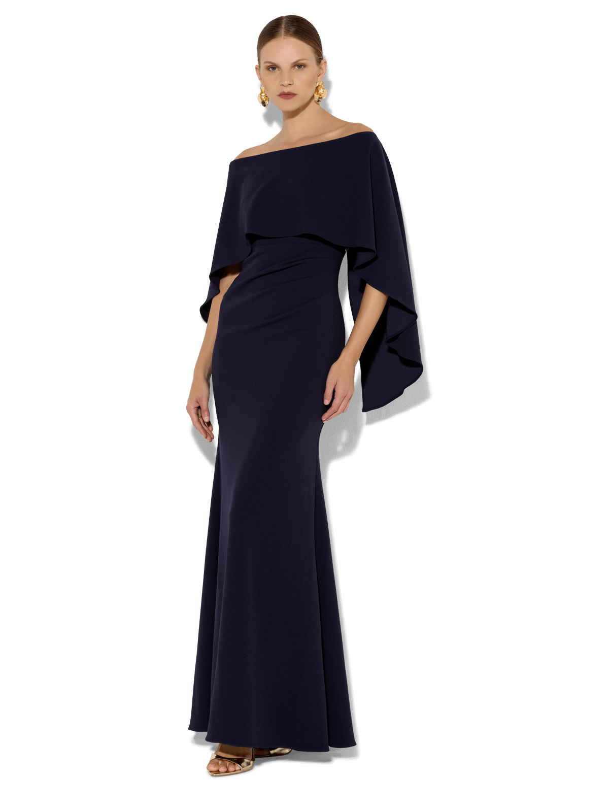 Ariella Navy Stretch Crepe Gown