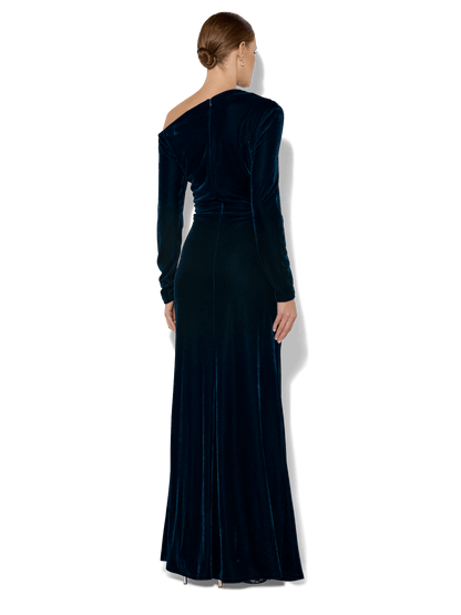 Axel Petrol Velour Gown
