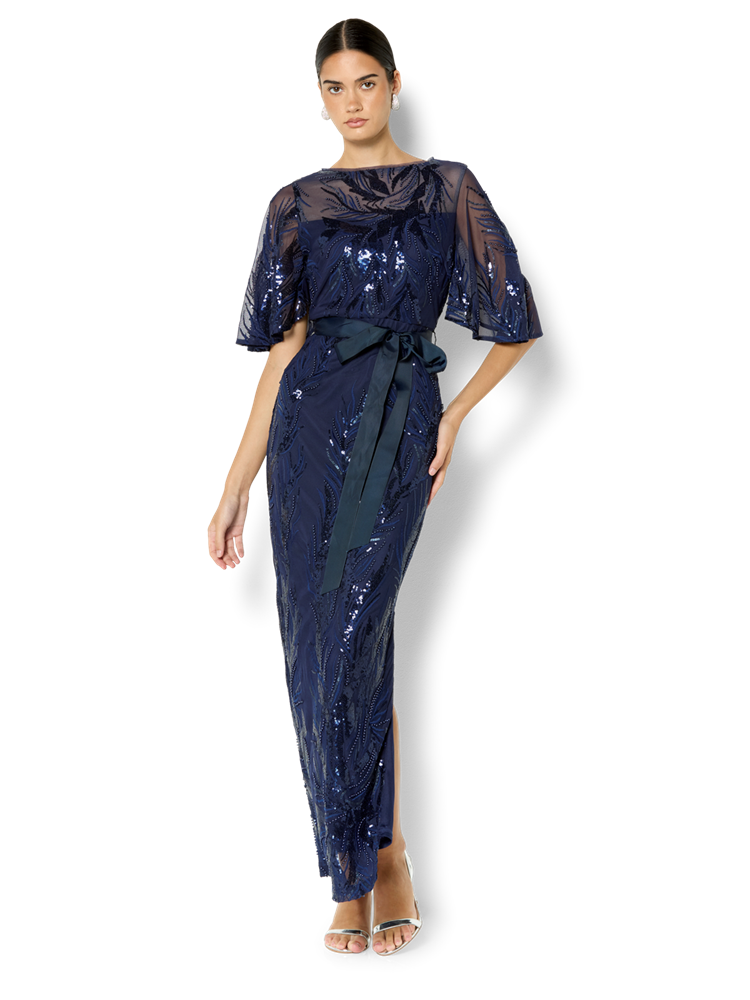 Alaine Navy Embroidered Gown