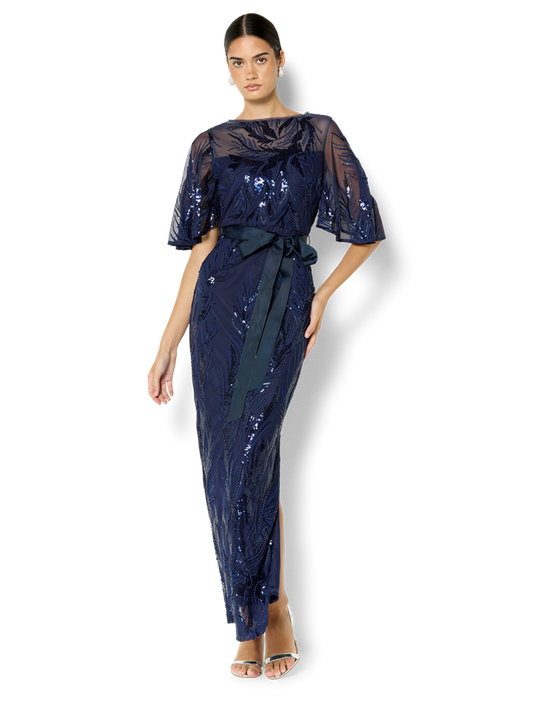 Alaine Navy Embroidered Gown