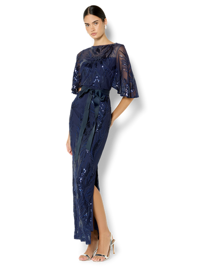 Alaine Navy Embroidered Gown