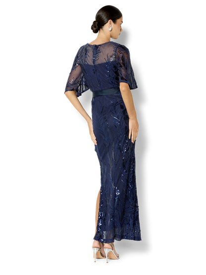 Alaine Navy Embroidered Gown